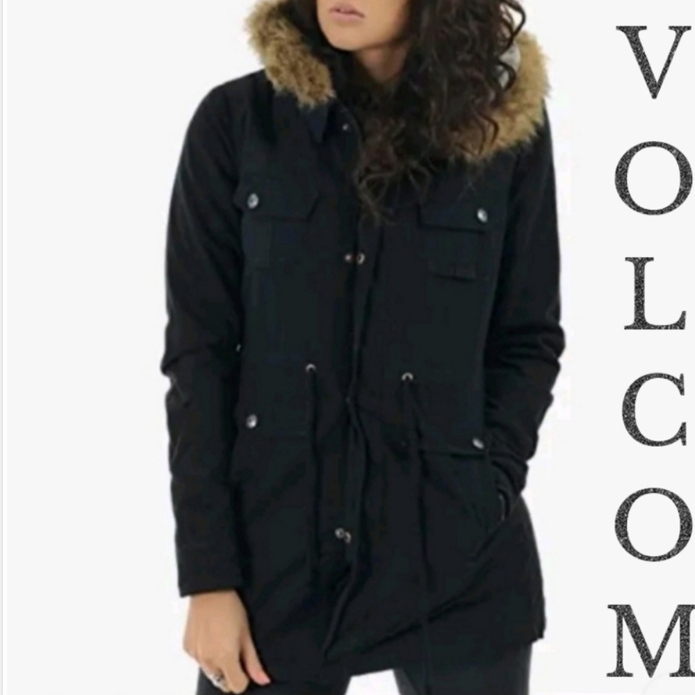 Volcom Trip Anorack Faux Fur Hooded Jacket